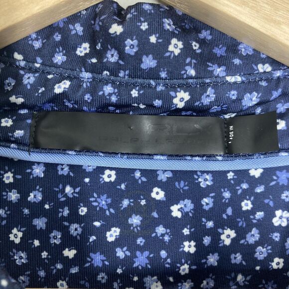 RLX Ralph Lauren Polo Shirt Mens Extra Large Navy Blue Floral Golf Performance - Picture 15 of 15